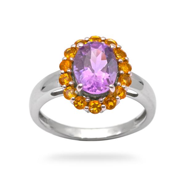 Bague amethyste, citrine argent Neela